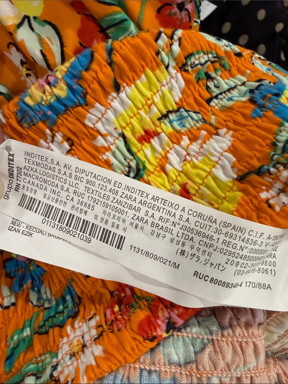 NWT ZARA Size M Orange Floral Smocked Puff-Sleeve Crop Top Peasant Prairiecore - Picture 8 of 10